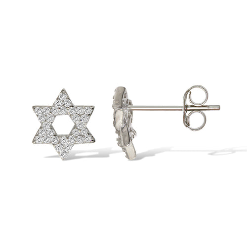 Gemvine Sterling Silver Star of David Ear Stud Earrings