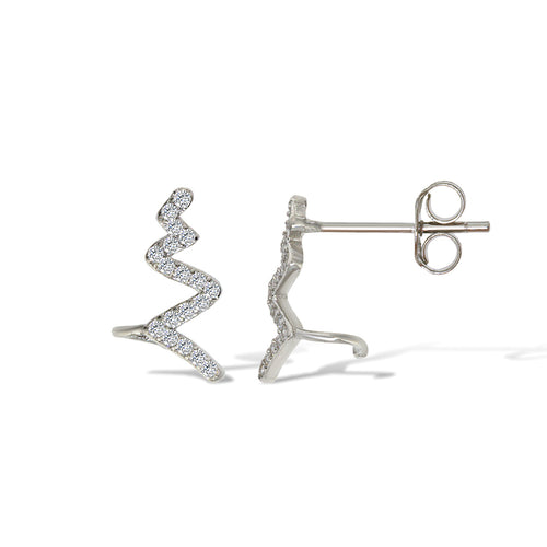 Gemvine Sterling Silver Zig-Zag Ear Stud Earrings