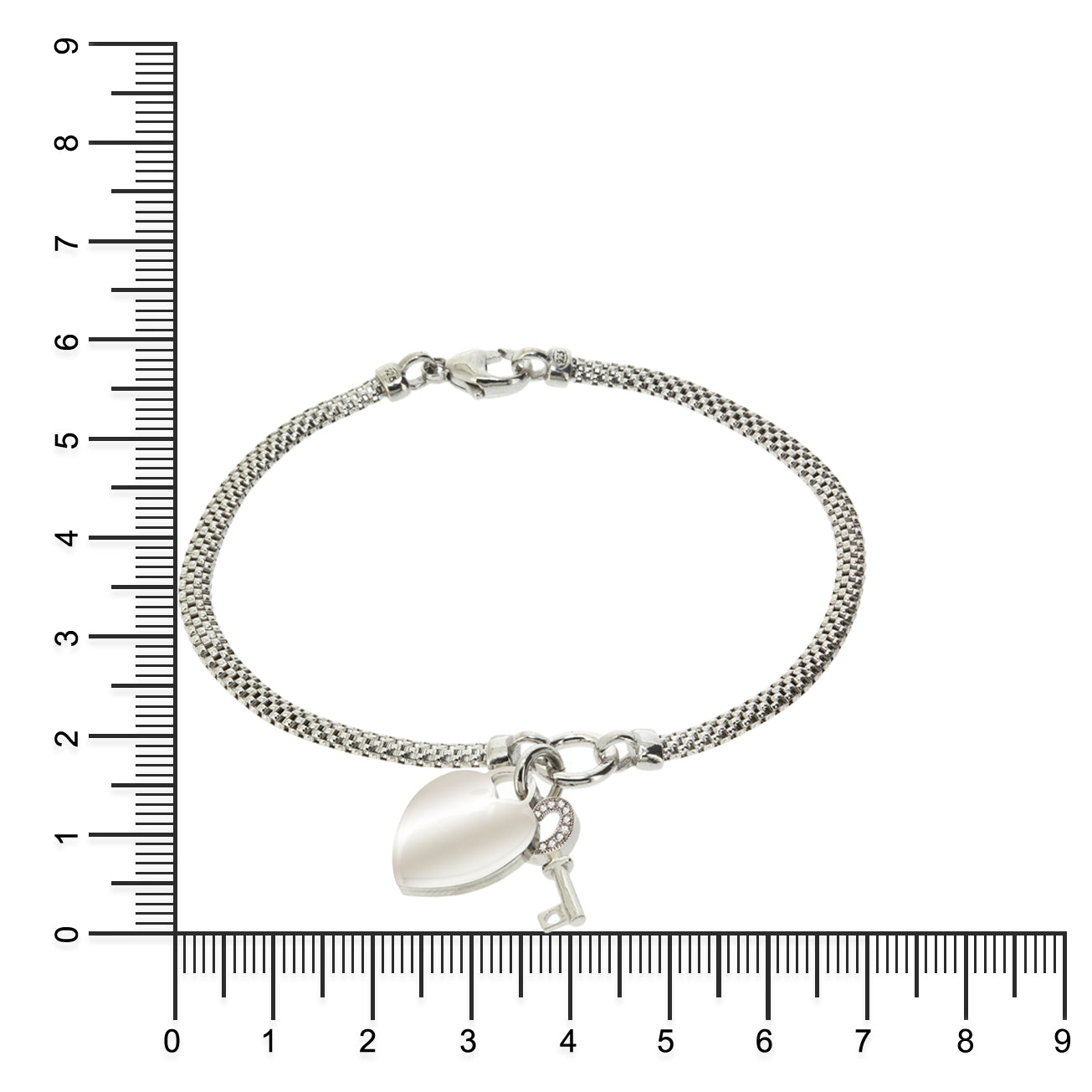 Gemvine Sterling Silver Heart & Lock Bracelet