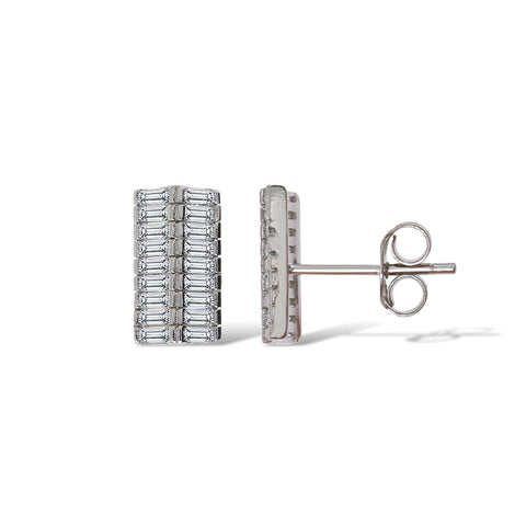 Gemvine Sterling Silver Double Square Women's Ear Stud Earrings