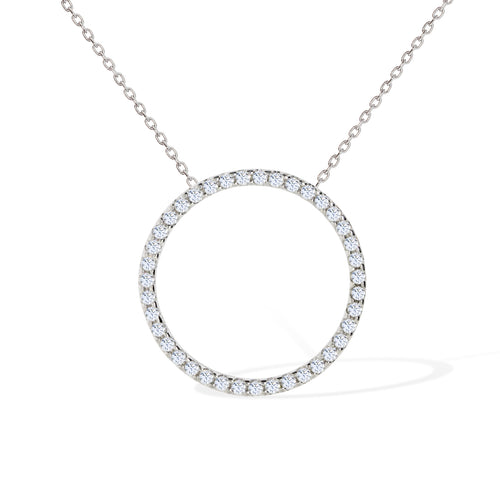 Gemvine Sterling Silver Round Large Halo Necklace Pendant + 18 Inch Adjustable Chain