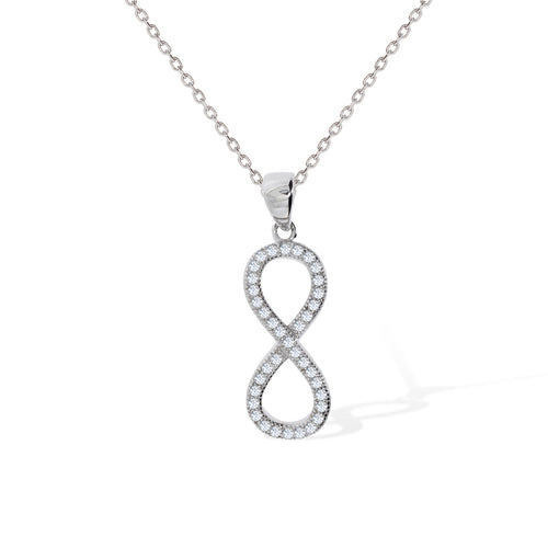 Gemvine Sterling Silver Infinity CZ Necklace Pendant + 18 Inch Adjustable Chain