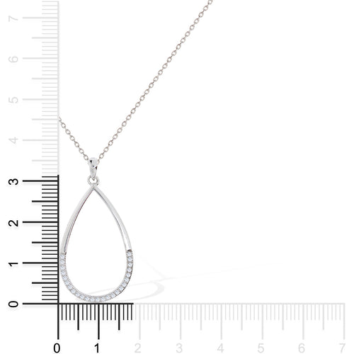 Gemvine Sterling Silver Large Teardrop CZ Necklace Pendant + 18 Inch Adjustable Chain