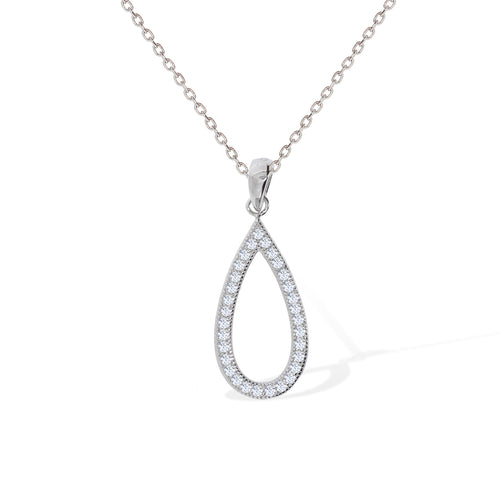 Gemvine Sterling Silver Teardrop CZ Necklace Pendant + 18 Inch Adjustable Chain