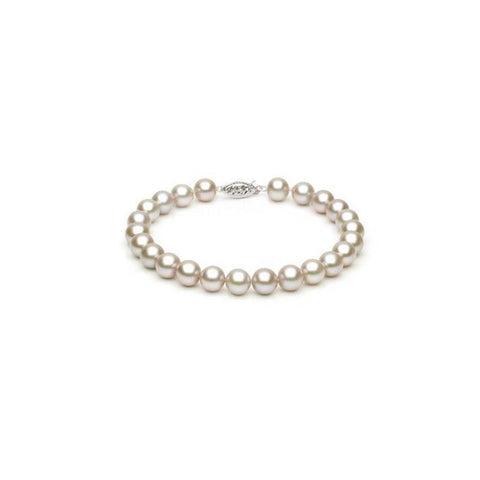 Gemvine Silver Ladies Freshwater Pearl Bracelet in 7 mm Pearls