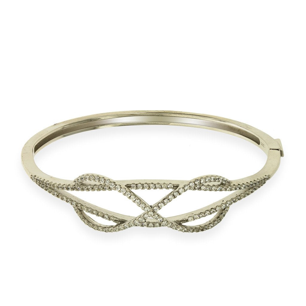Gemvine Solid Sterling Silver Ladies Double Loop Bangle Bracelet