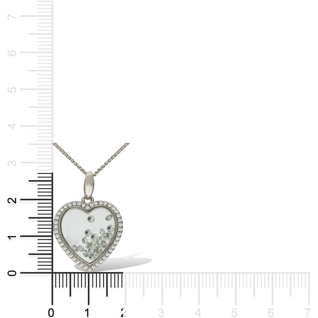 Gemvine Sterling Silver Cluster of Cubic Diamonds Heart Pendant Necklace + 18 Inch Adjustable Chain