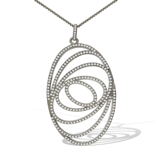 Gemvine Sterling Silver Large Oval Pendant Necklace + 18 Inch Adjustable Chain