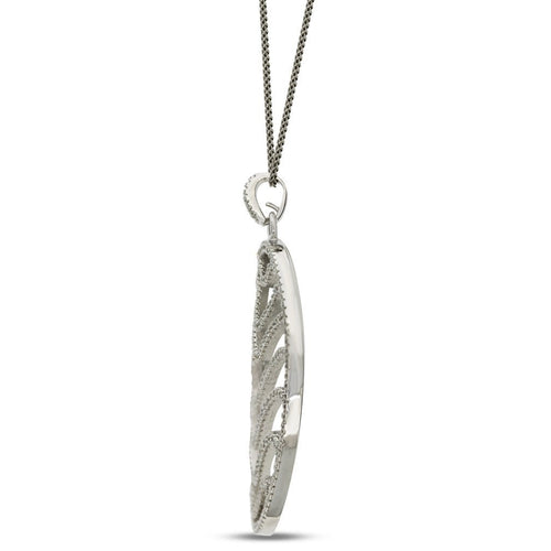 Gemvine Sterling Silver Large Wave Pendant Necklace + 18 Inch Adjustable Chain