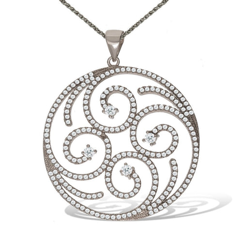 Gemvine Sterling Silver Large Spiral Pendant Necklace + 18 Inch Adjustable Chain