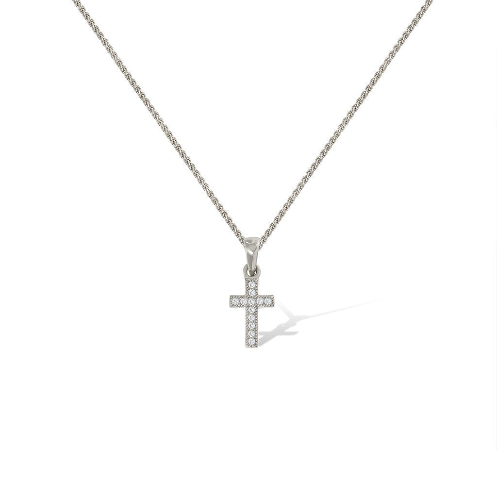 Gemvine Solid Sterling Silver Single Row Cross Pendant Necklace + 18 Inch Adjustable Chain