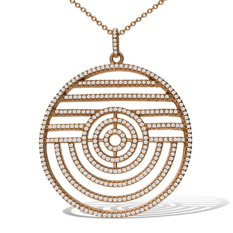 Gemvine Sterling Silver Cubic Round Swirl Pendant Necklace in Rose + 18 Inch Adjustable Chain