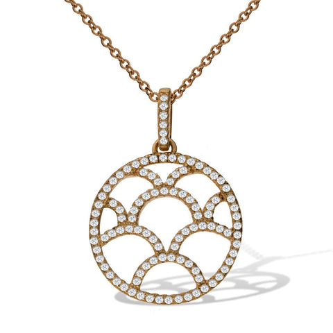 Gemvine Sterling Silver Large Crop Circle Pendant Necklace in Rose + 18 Inch Adjustable Chain