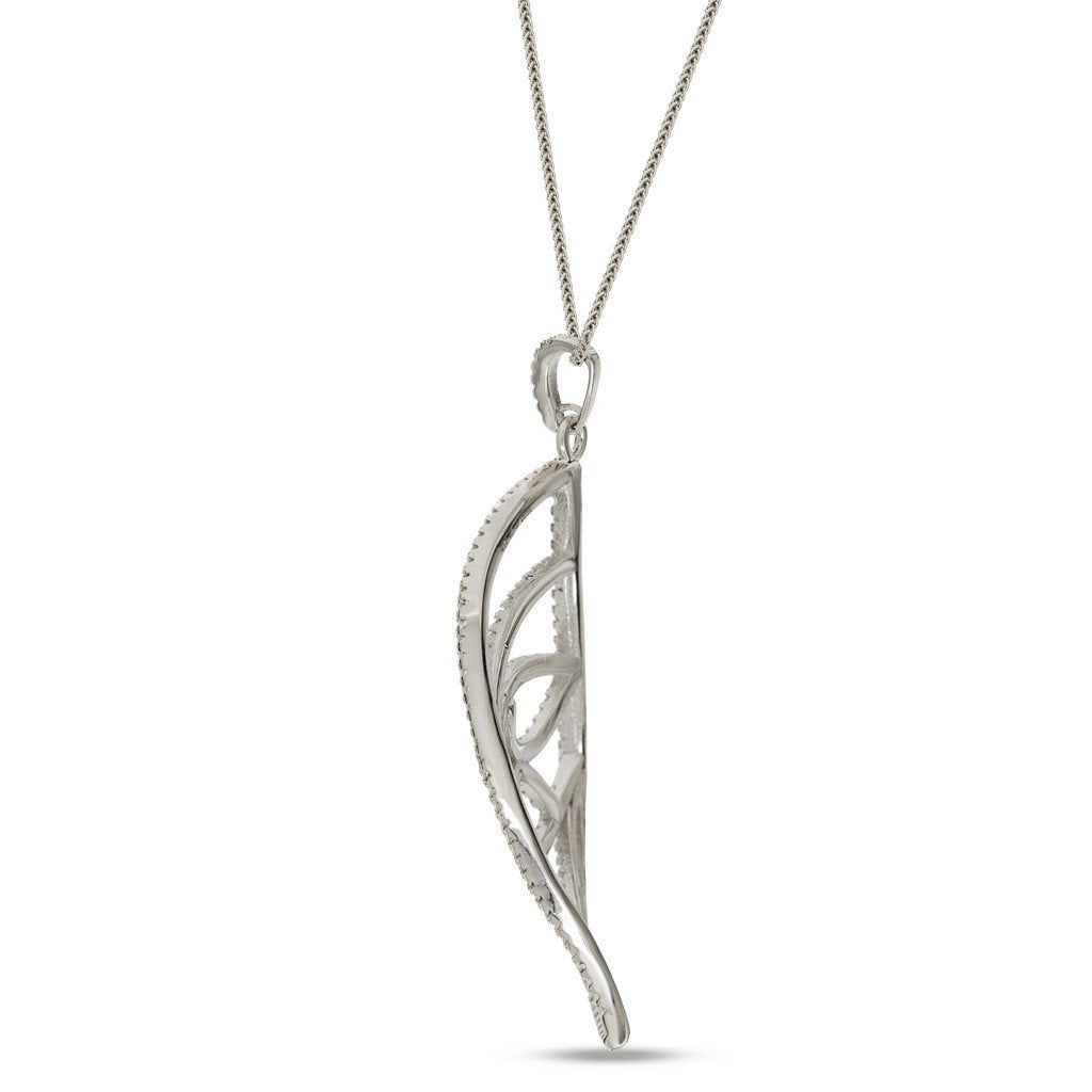 Gemvine Sterling Silver Leaf Pendant Necklace + 18 Inch Adjustable Chain