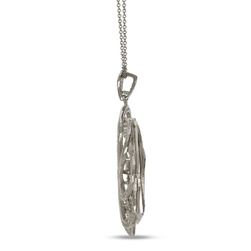 Gemvine Sterling Silver Large Propeller Pendant Necklace + 18 Inch Adjustable Chain