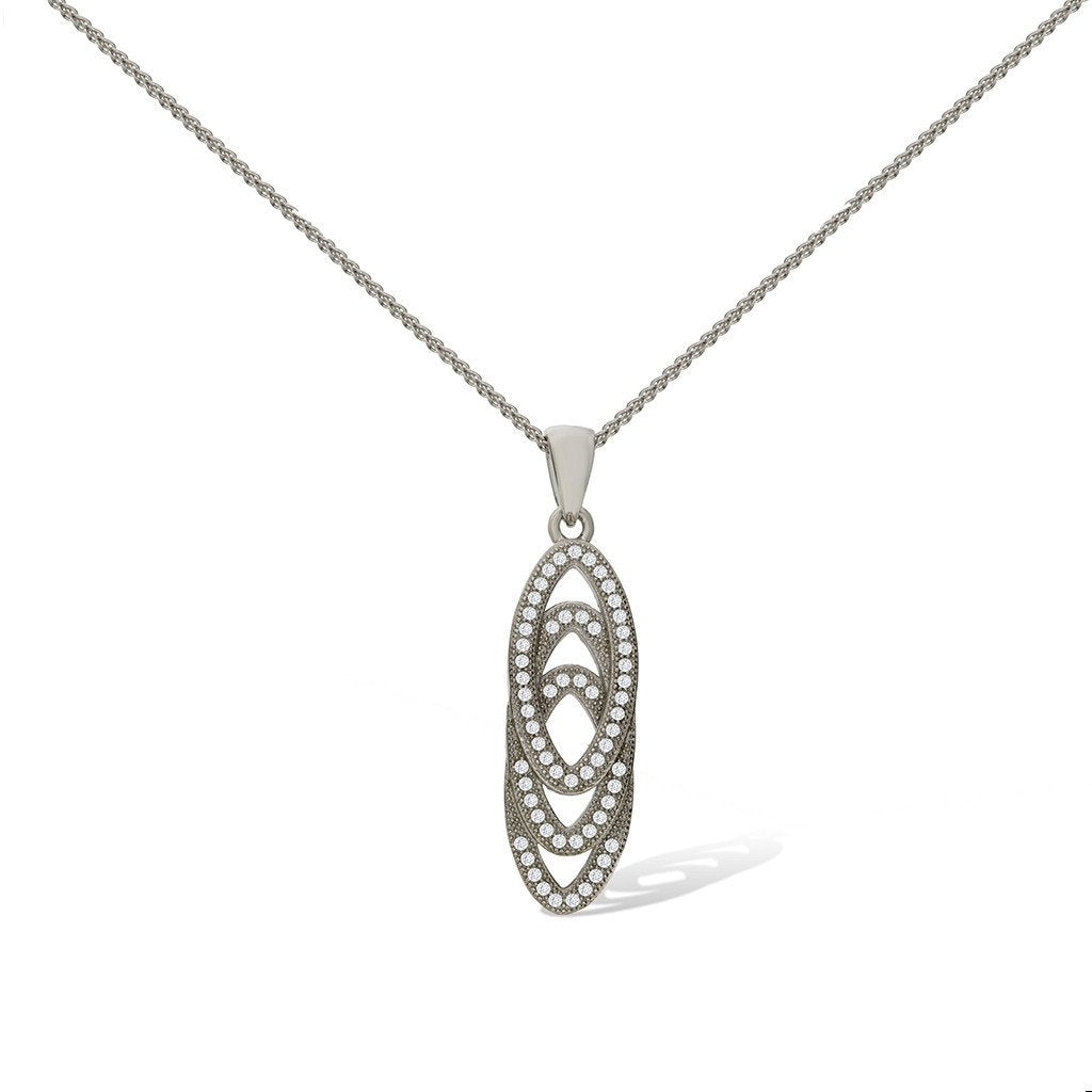 Gemvine Sterling Silver Triple Oval Pendant Necklace + 18 Inch Adjustable Chain