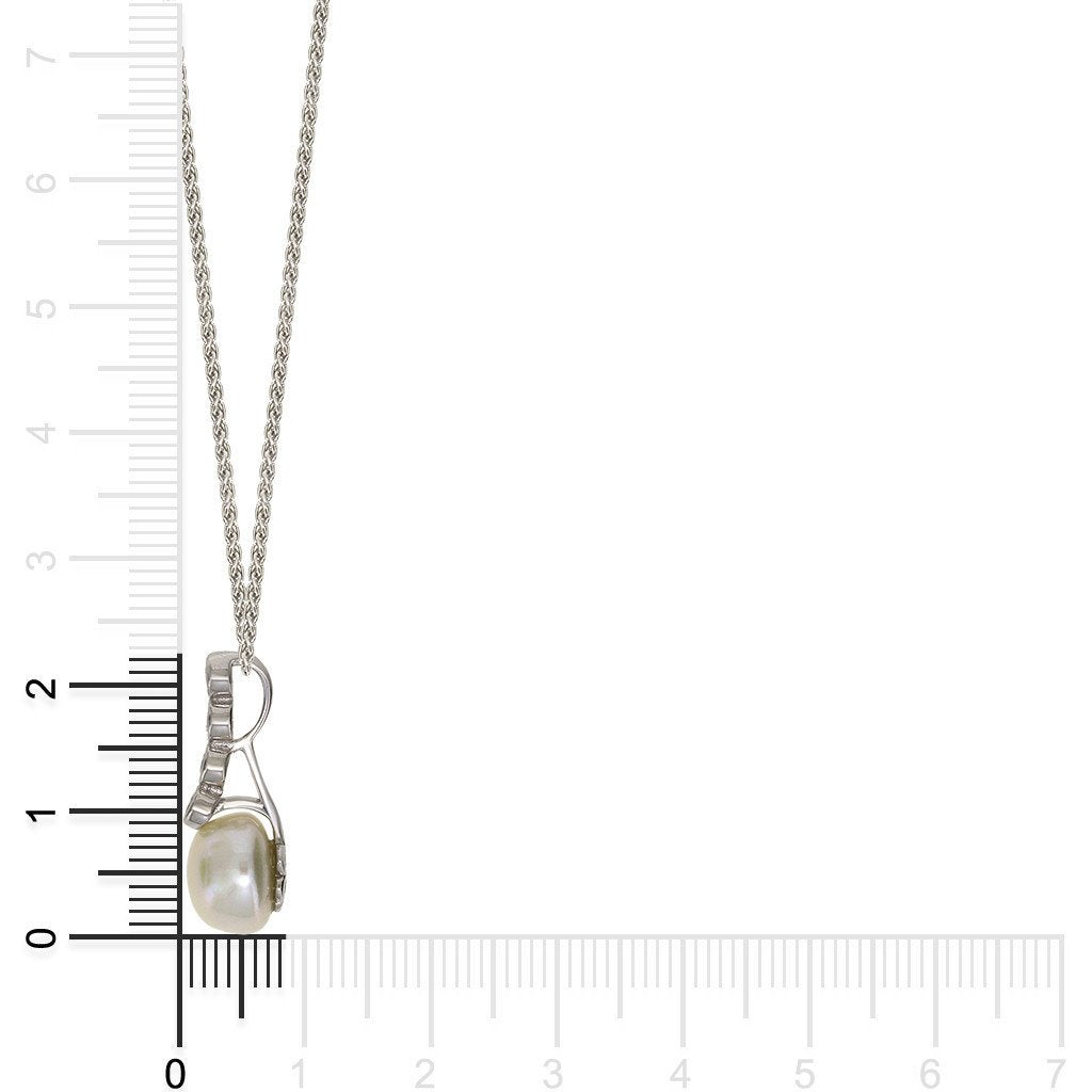 Gemvine Sterling Silver Freshwater Cubic Pearl Pendant Necklace + 18 Inch Adjustable Chain