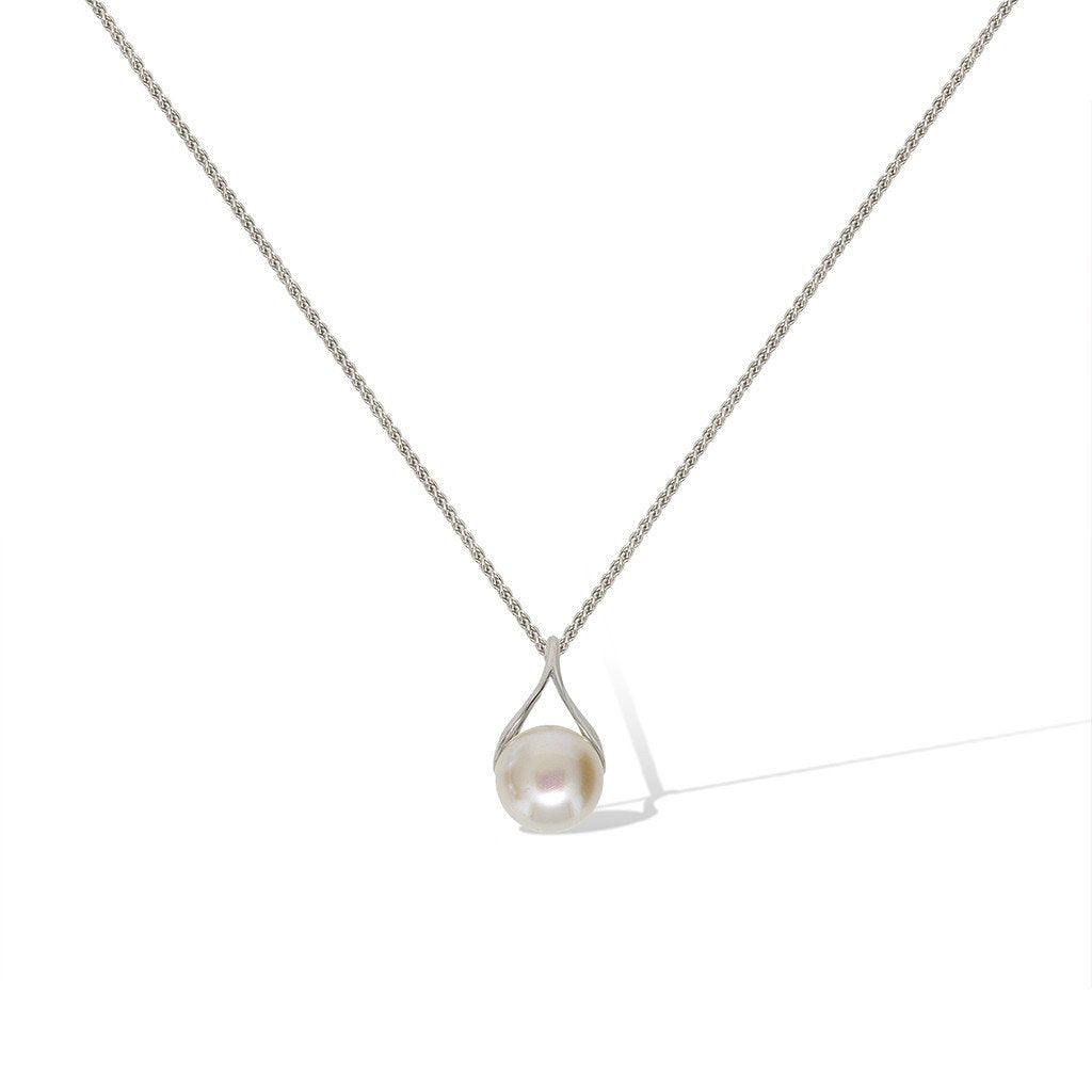 Gemvine Sterling Silver Freshwater Drop Pearl Pendant Necklace + 18 Inch Adjustable Chain