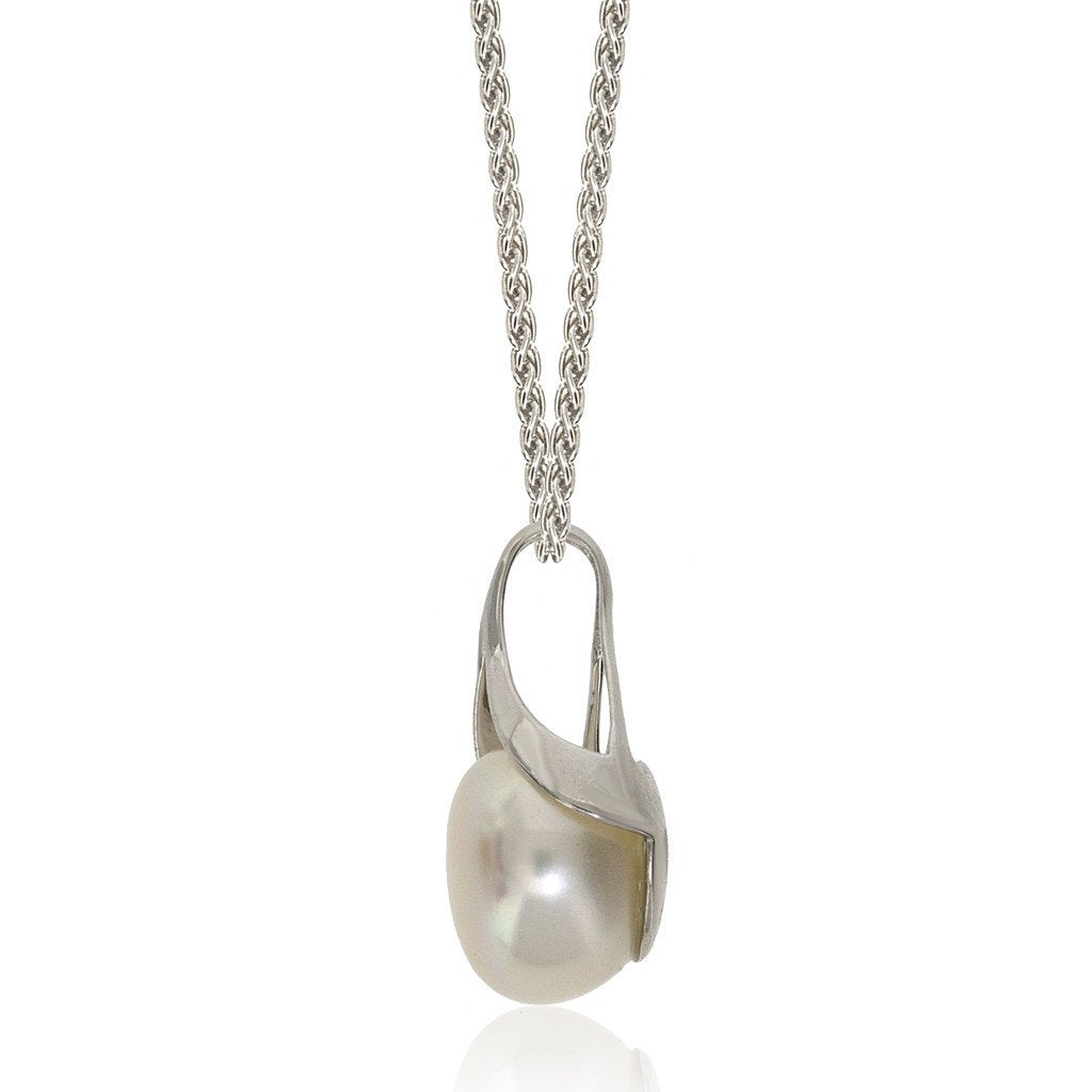 Gemvine Sterling Silver Freshwater Drop Pearl Pendant Necklace + 18 Inch Adjustable Chain