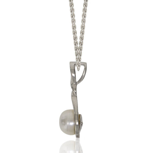 Gemvine Sterling Silver Freshwater Pearl Twist Pendant Necklace + 18 Inch Adjustable Chain