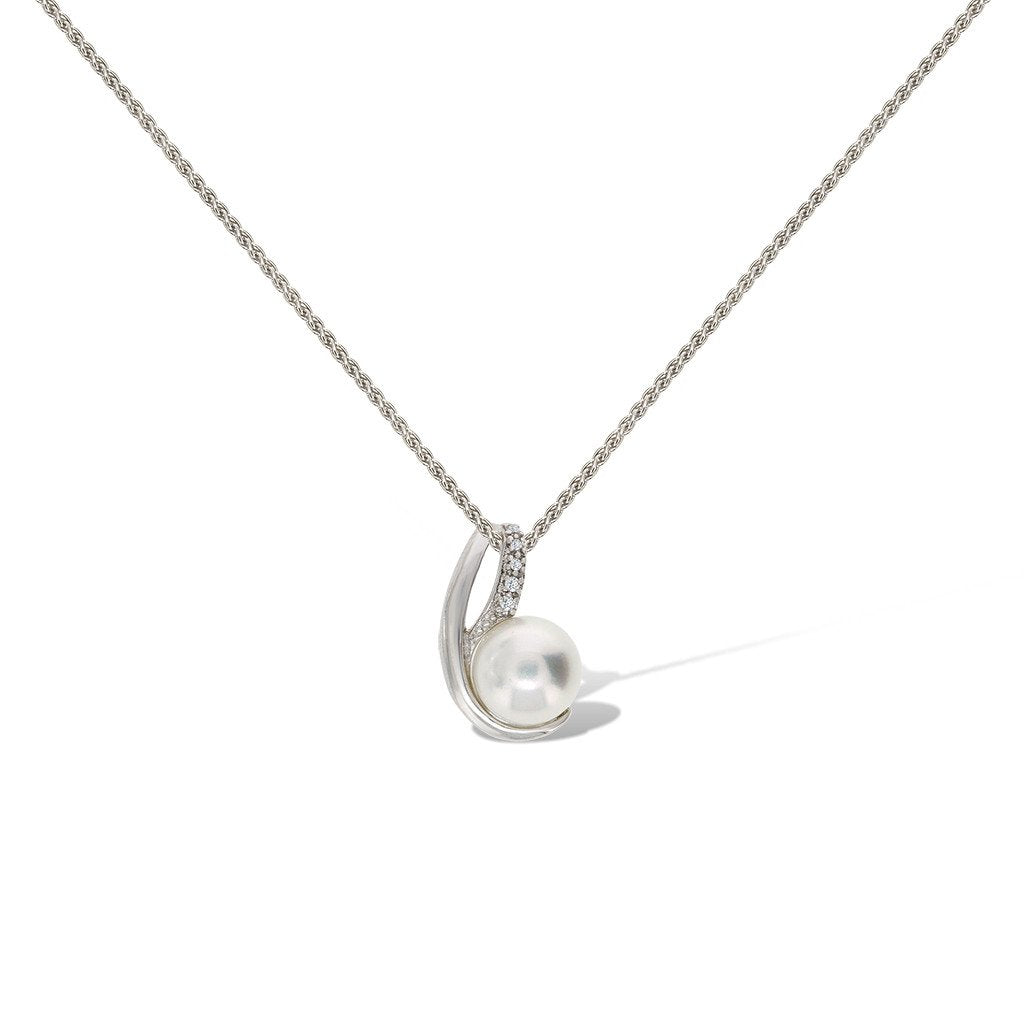 Gemvine Sterling Silver Freshwater Pearl Embraced Pendant Necklace + 18 Inch Adjustable Chain