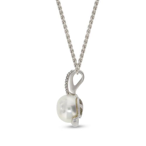 Gemvine Sterling Silver Freshwater Pearl Embraced Pendant Necklace + 18 Inch Adjustable Chain