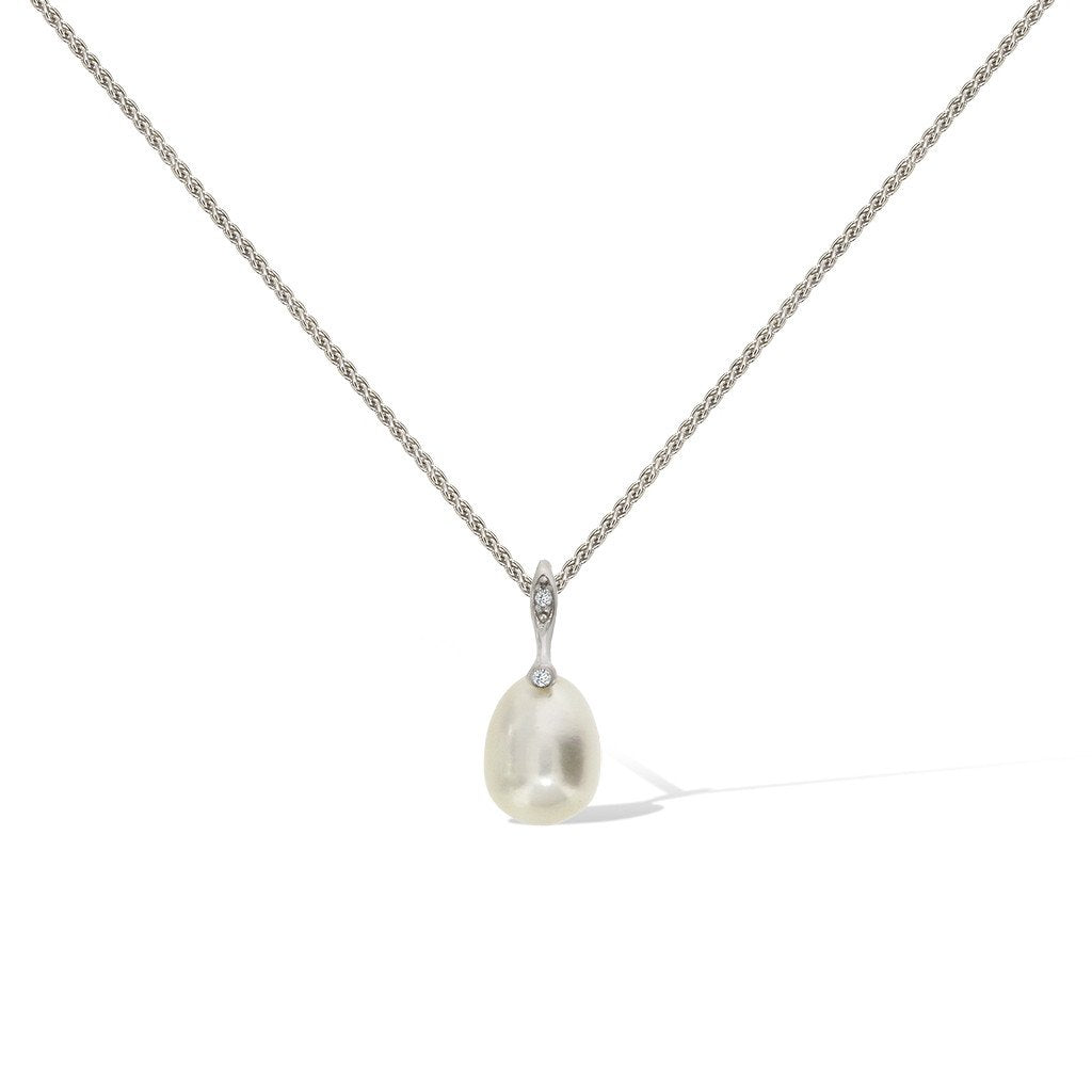 Gemvine Sterling Silver Freshwater Pearl Drop Pendant Necklace + 18 Inch Adjustable Chain