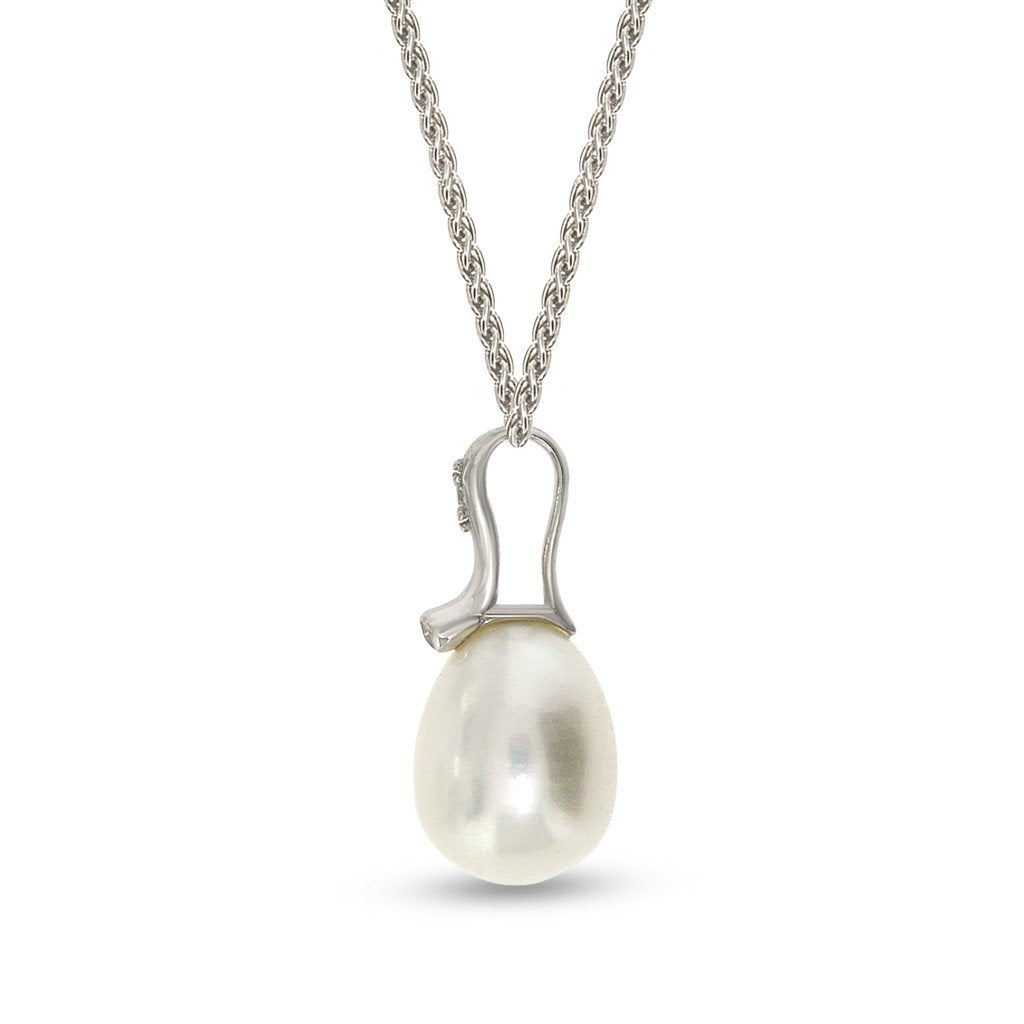 Gemvine Sterling Silver Freshwater Pearl Drop Pendant Necklace + 18 Inch Adjustable Chain