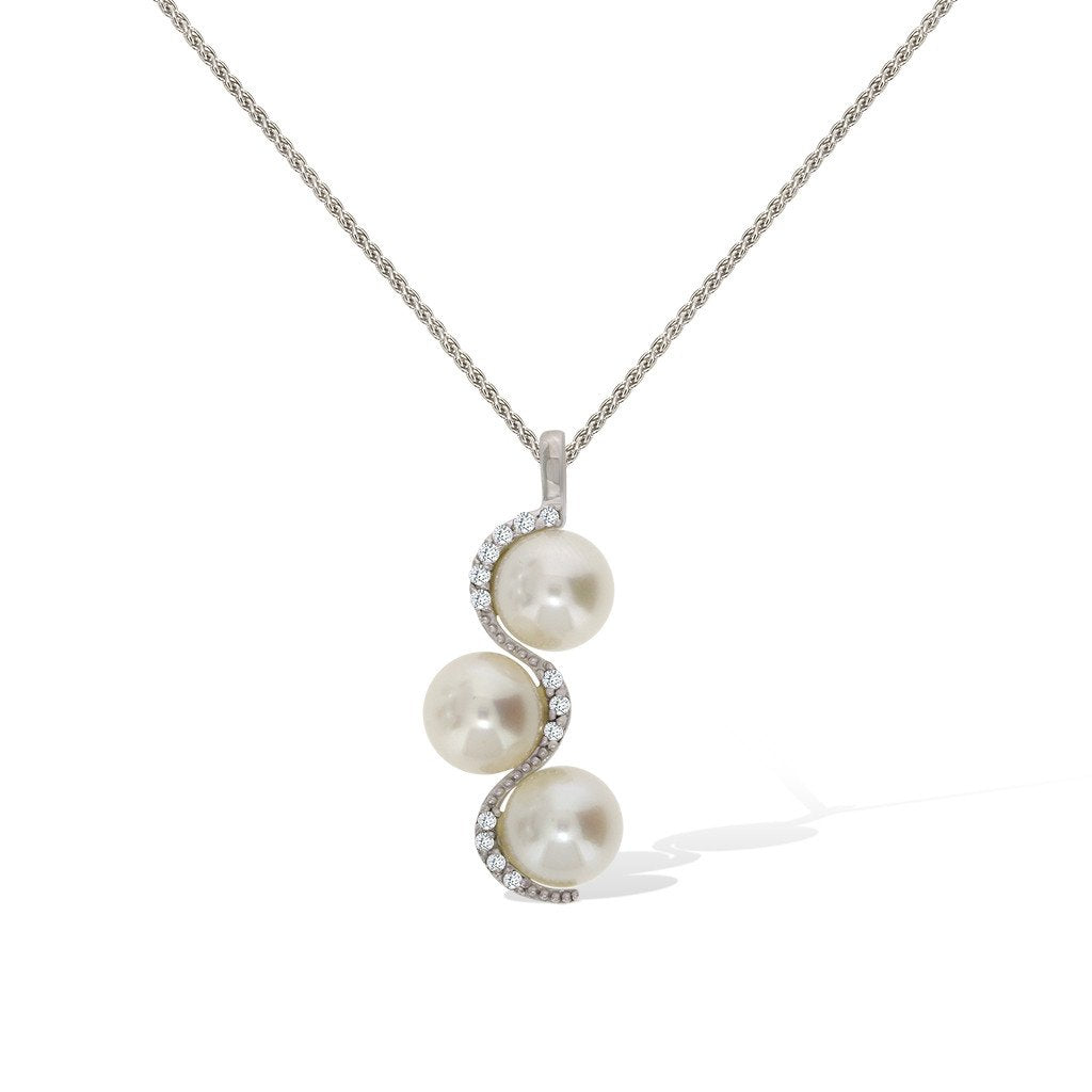 Silver pearl pendant on sale necklace