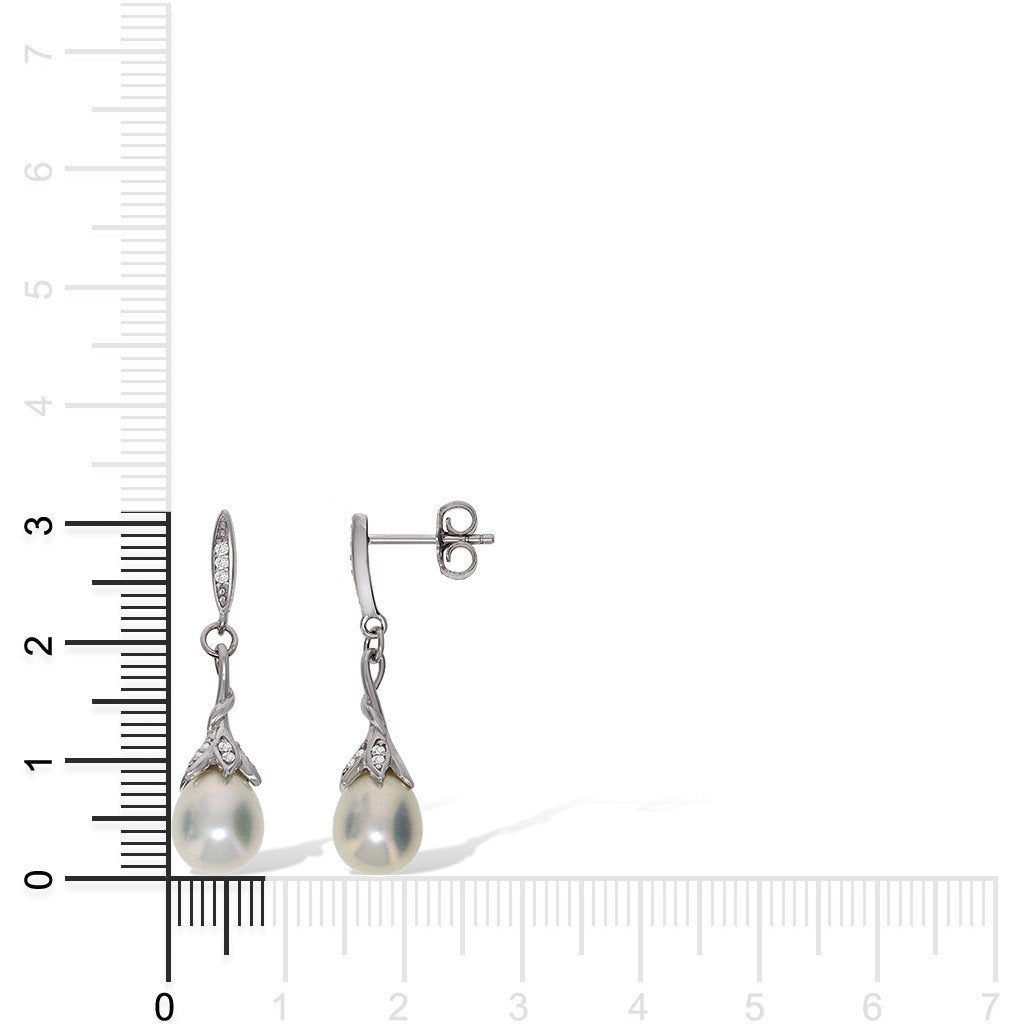 Gemvine Sterling Silver Freshwater Pearl Bridal Drop Dangle Woman's Earrings