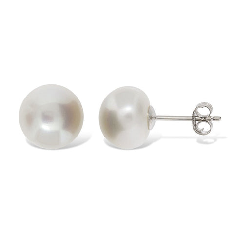 Gemvine Sterling Silver Freshwater Pearl with Cubic Stud Women's Earrings