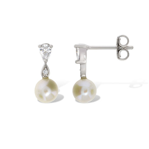 Gemvine Sterling Silver Timeless Freshwater Pearl 10mm Women's Ear Stud Earrings